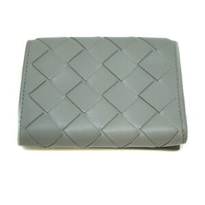 Bottega Veneta Gray Tri fold Wallet Leather Compact